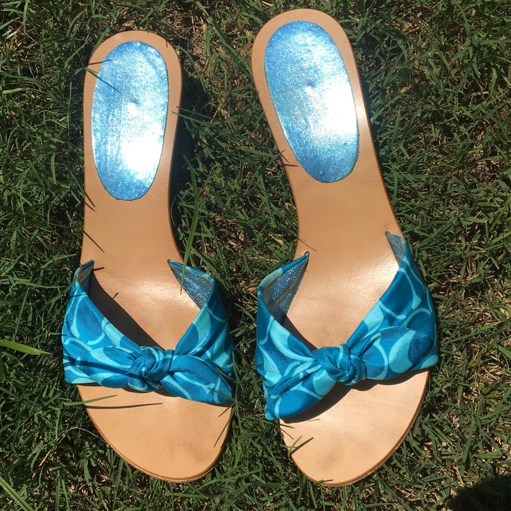 Coach Havana turquoise silk scarf slide